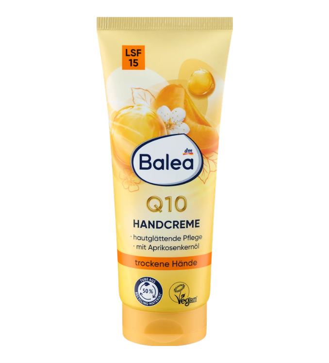 Balea Crème pour les mains Q10 avec huile d'abricot et SPF15, 100 ml