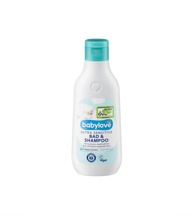 babylove Bain pour bébé 2 en 1 bain & shampooing ultra sensible, 250 ml