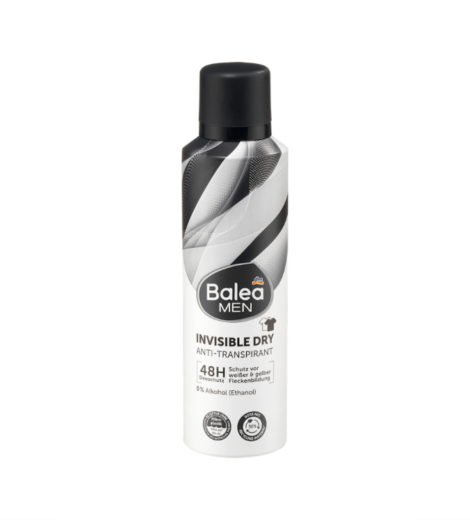 Balea MEN بخاخ مزيل عرق مضاد للتعرق Invisible Dry، 200 مل