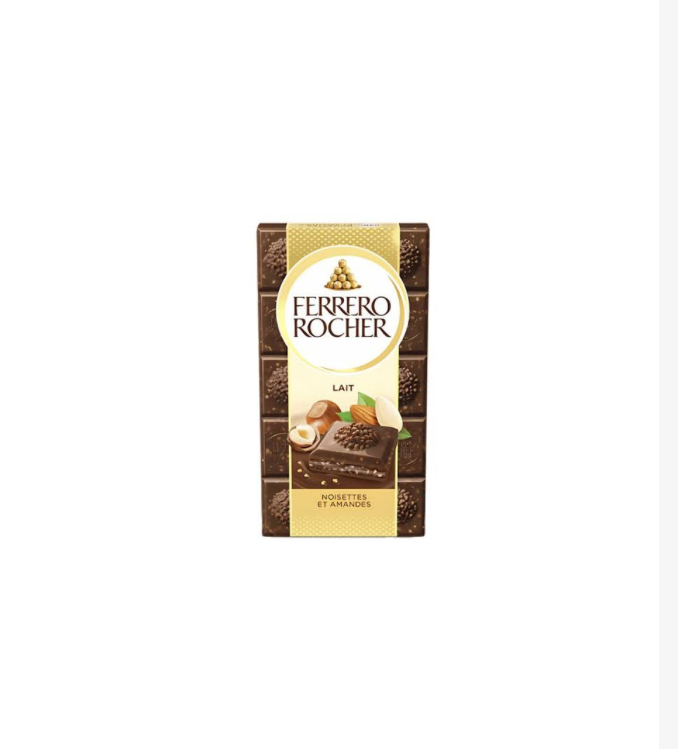 FERRERO ROCHER Tablette de Chocolat Lait Noisettes et Amandes FERRERO ROCHER 90g