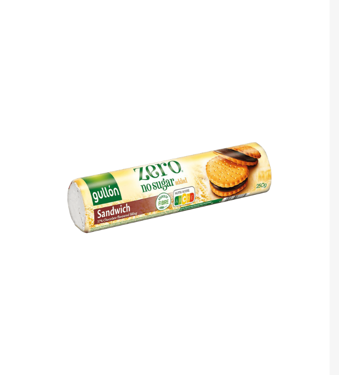 Gullon Biscuits Sandwichs Complet au Chocolat Noir 37% Sans Sucre Ajouté 250 g