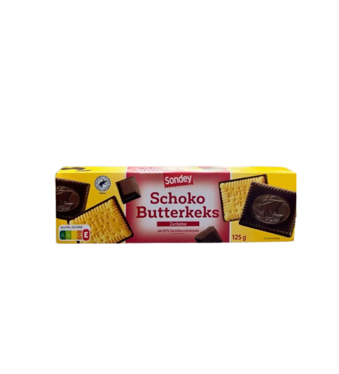 Sondey biscuit au chocolat noir avec 36% de chocolat noir 125g