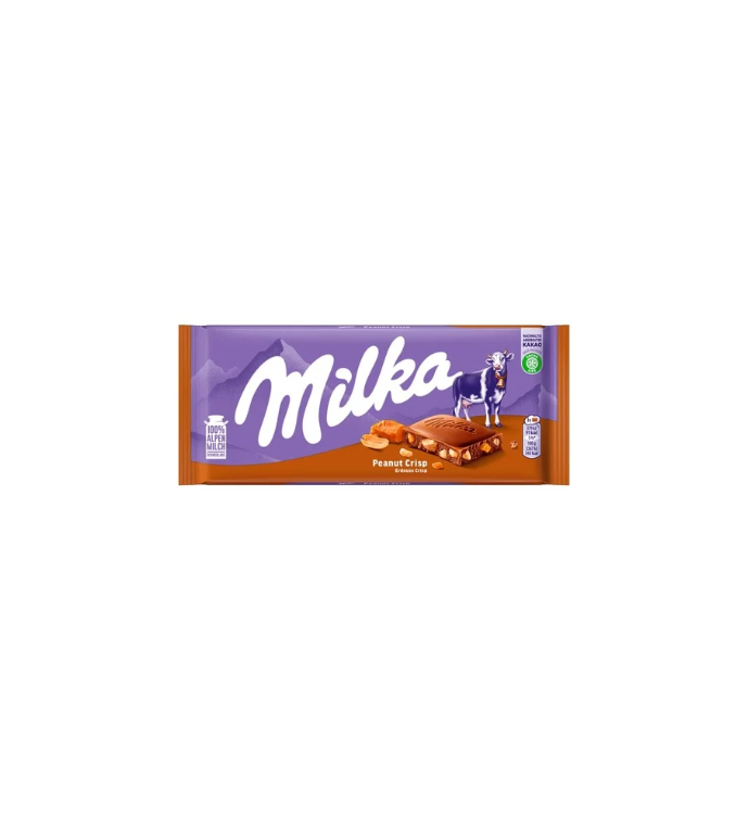 Milka chocolat au lait, cacahuètes et caramel croustillant 100g