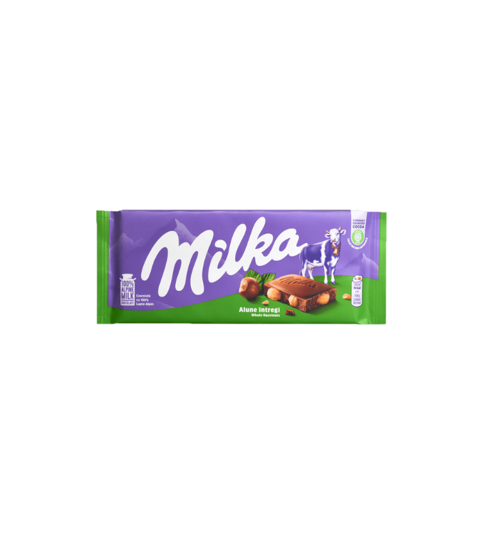 Chocolat au lait Milka avec noisettes entières 100g