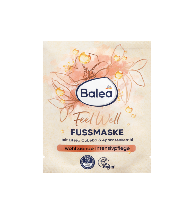 Balea Masque pour les pieds Feel Well Litsea Cubeba & Huile de noyau d'abricot, 15 ml