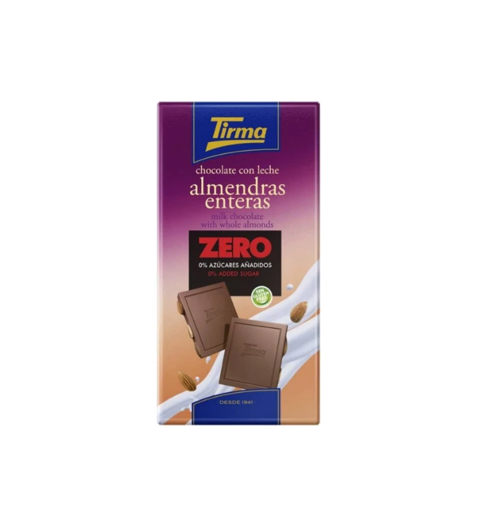 Tirma ZERO. Chocolat au lait avec amandes entières 125g