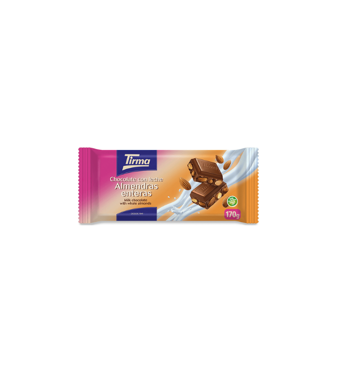 Tirma Chocolat au lait aux amandes entières. 170g
