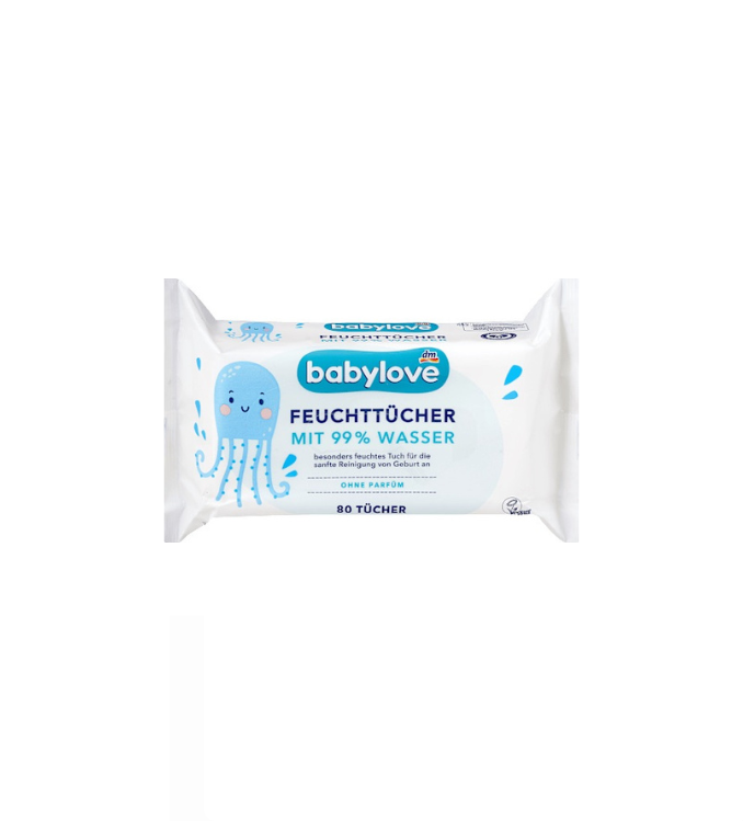 babylove Lingettes avec 99 % d'eau, 80 pièces