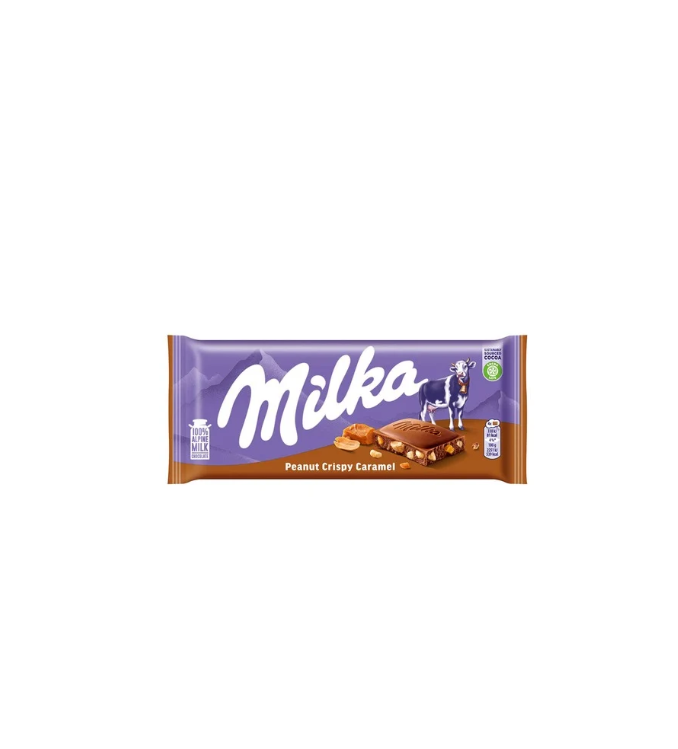 Milka chocolat au lait, cacahuètes et caramel croustillant