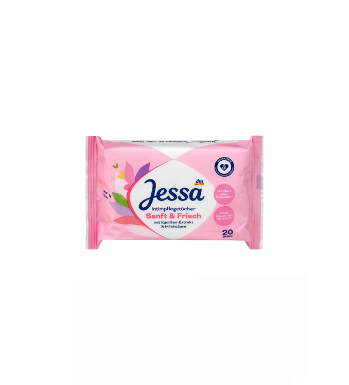 Jessa مناديل العناية الحميمة اللطيفة والمنعشة - 20 قطعة