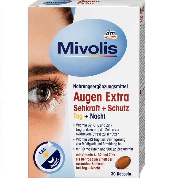 Mivolis Yeux Extra Vision + Protection, Jour + Nuit, Gélules, 30 pièces, 28,8 g Complément alimentaire