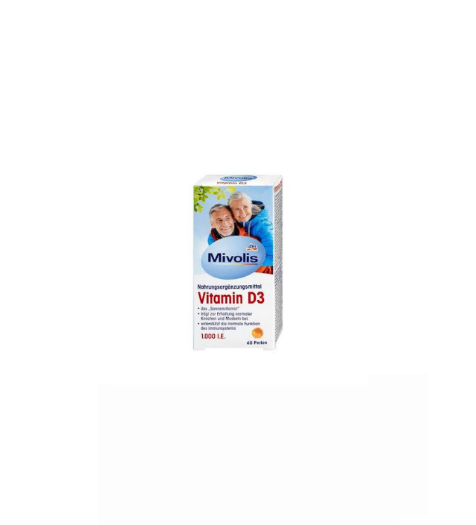 Mivolis Perles de vitamine D3 1000 UI 60 pièces, 13,3 g Complément alimentaire