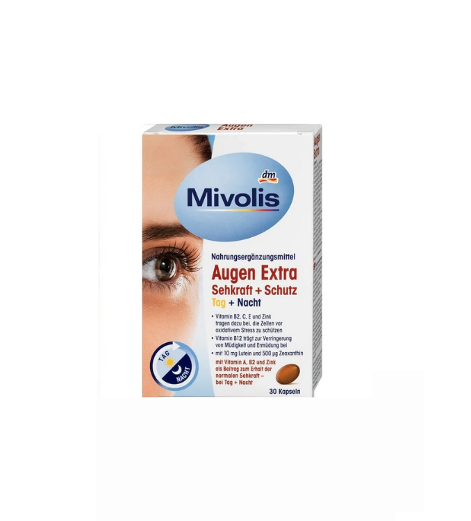 Mivolis Yeux Extra Vision + Protection, Jour + Nuit, Gélules, 30 pièces, 28,8 g Complément alimentaire