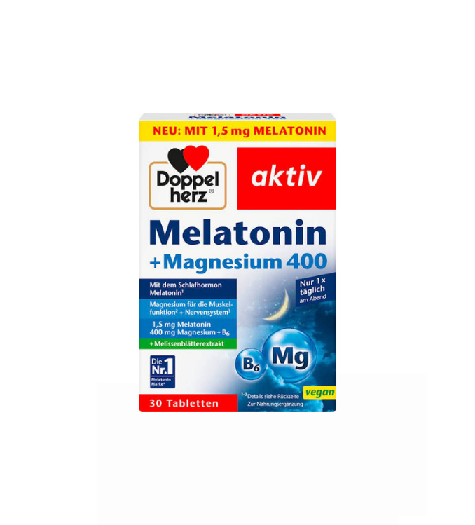 Doppelherz Mélatonine + Magnésium 400 comprimés, 30 pièces