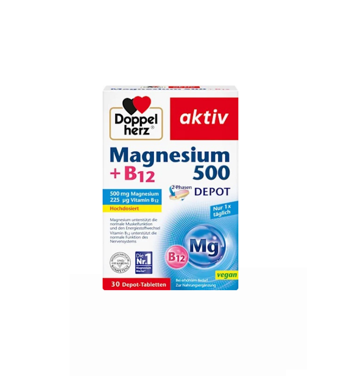 Doppelherz Magnesium 500 + B12, 30 St