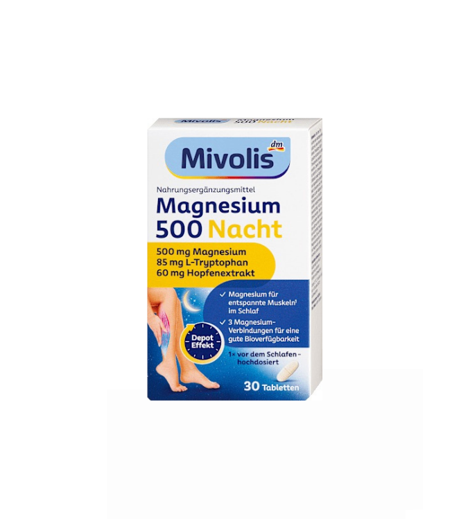 Mivolis Comprimés de magnésium 500 mg à action prolongée, 30 comprimés, 44 g Complément alimentaire