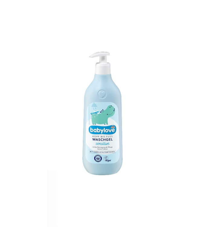 Babylove Gel douche doux pour le corps et les cheveux, 500 ml