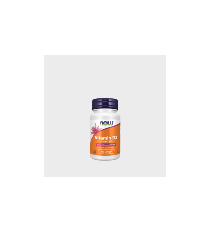 NOW Vitamine D3 2000UI 50mcg 120 Softgels - Santé osseuse et immunitaire