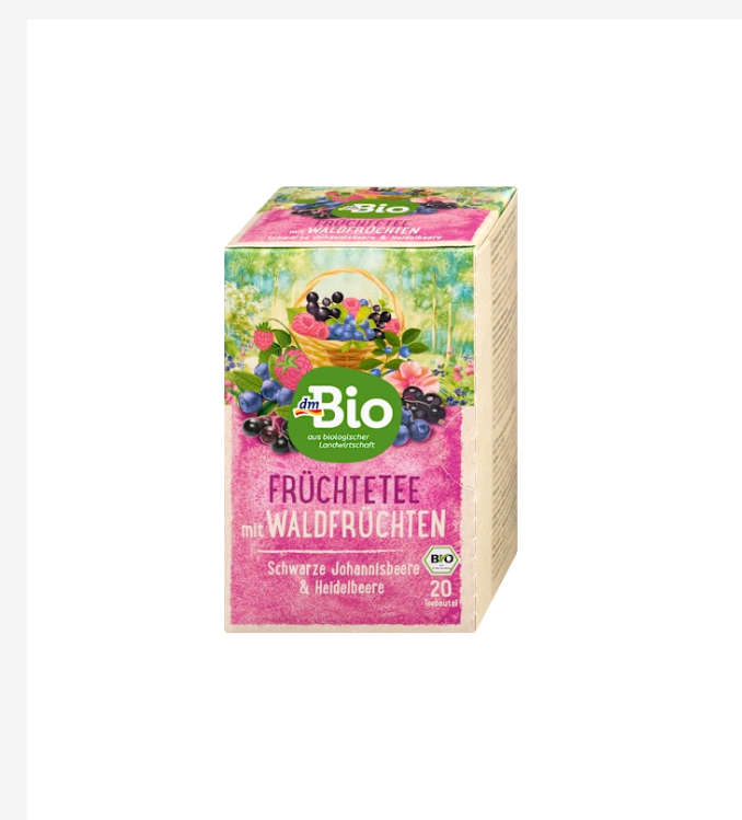 dmBio Thé aux fruits des bois avec cassis et myrtille (20 sachets), 50 g