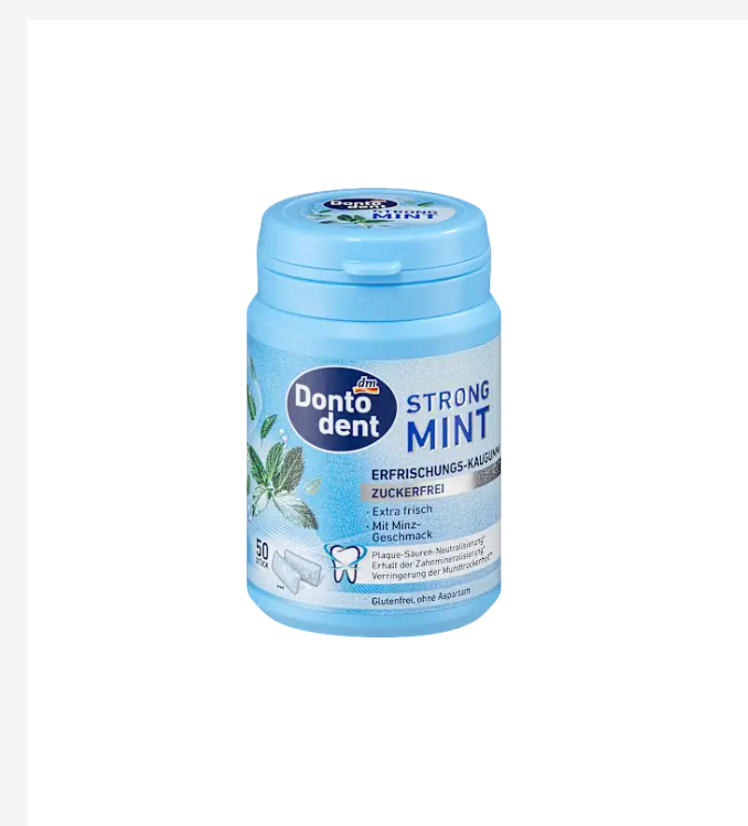 Dontodent Chewing-gum, Menthe Forte, sans sucre, 50 pièces