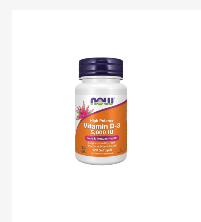 NOW - Vitamine D3 5000 UI - 120 Gélules molles
